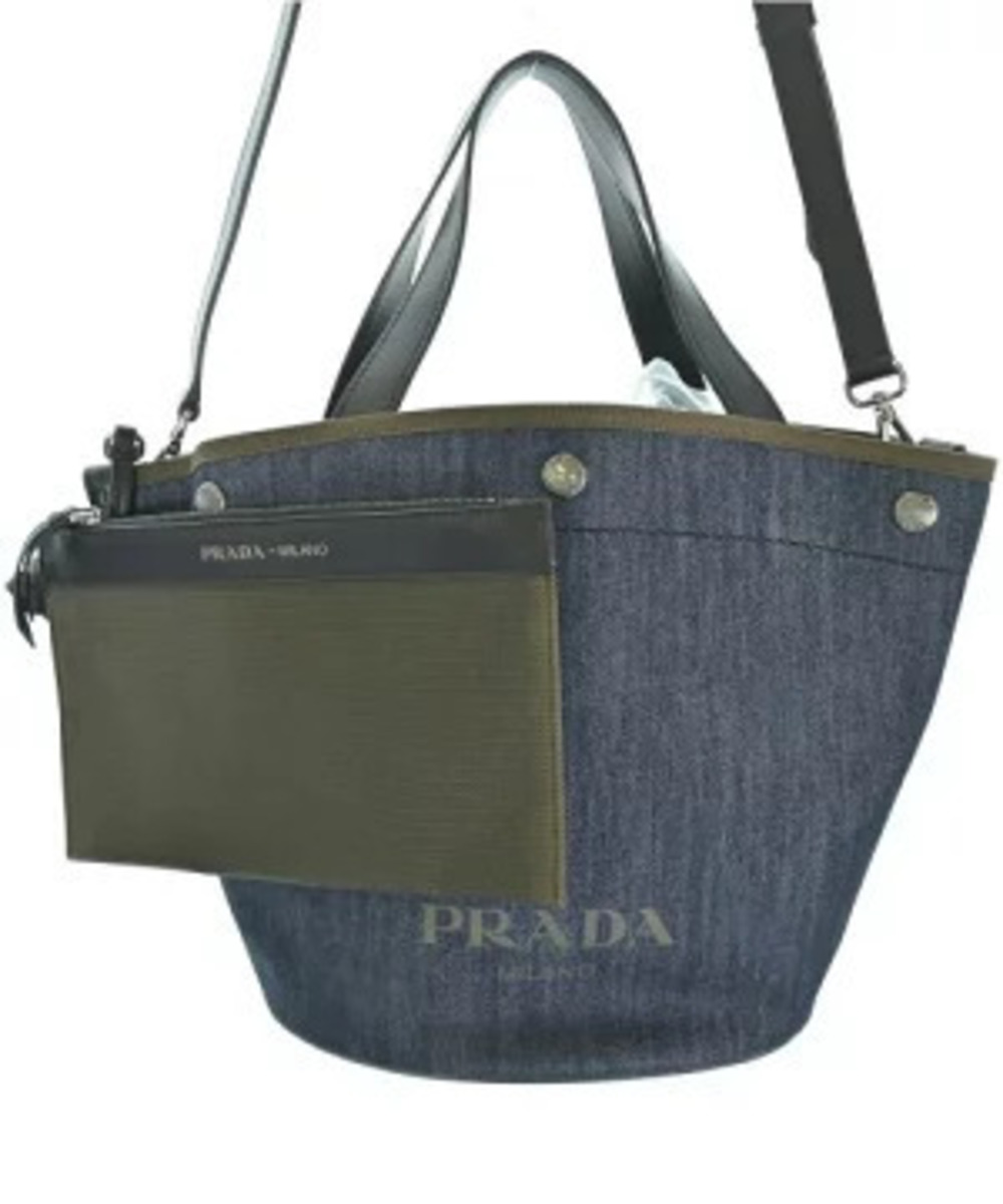Prada 2way Denim Handbag Navy Blue